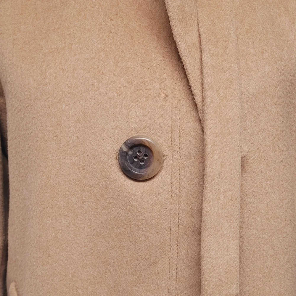 Retro Y2K J. Crew Carrie Caramel Wool Cashmere Flared Hem Standing Collar Coat - Picture 4 of 16